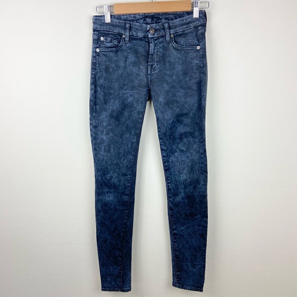 7 For All Mankind Black Acid Wash Skinny Jeans